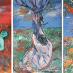 "Der Vogel du und ich der Baum", Öl auf Leinwand, 3 x 120 x 80 cm, 2008